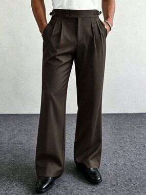 Brown Business Men's Flared Casual Pants